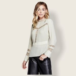 Marciano Cream Adalina Lace Longsleeve Blouse - S